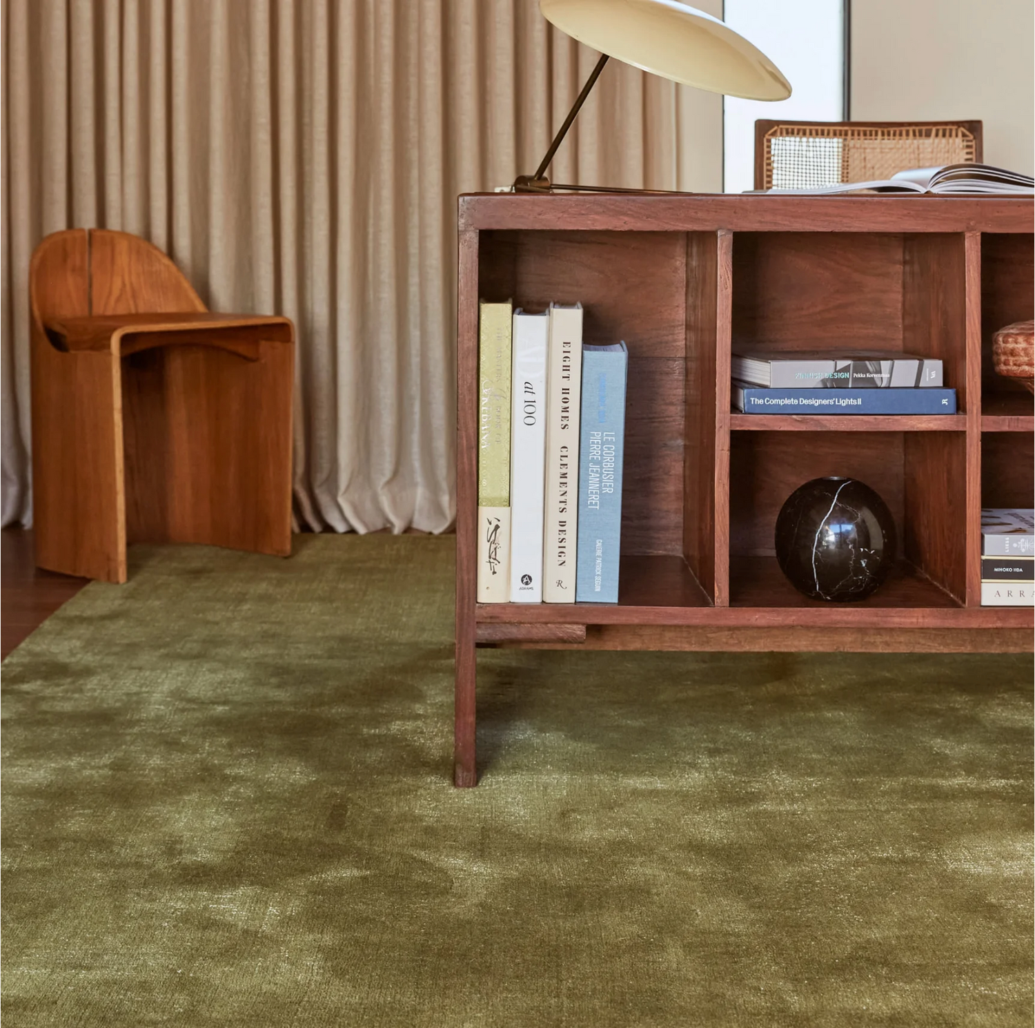 Tapis de laine moucheté - Olive